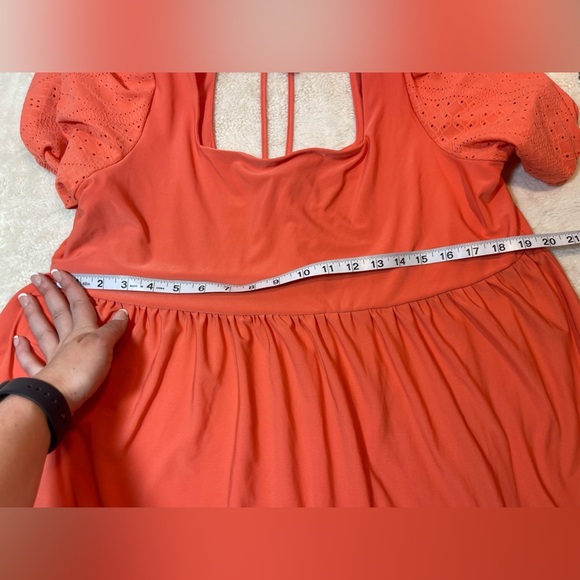 BCBG Orange Midi Dress with Eyelet Sleeves - Picture 10 of 11